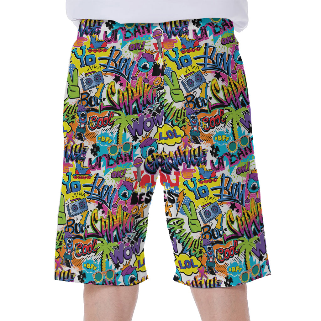 Colorful Graffiti Pattern Print Men's Beach Shorts