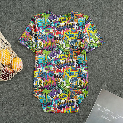 Colorful Graffiti Pattern Print Men's Bodysuit