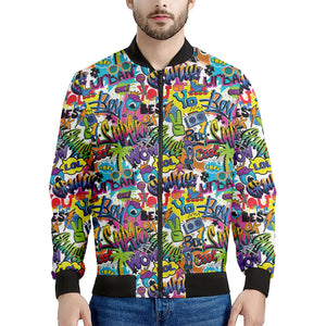 Colorful Graffiti Pattern Print Men's Bomber Jacket