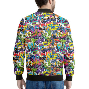 Colorful Graffiti Pattern Print Men's Bomber Jacket