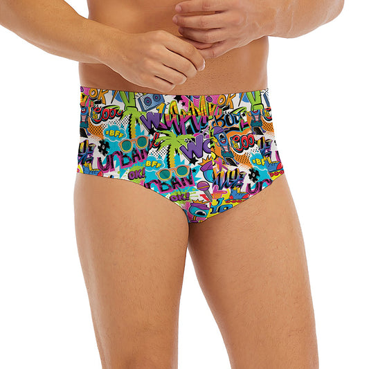 Colorful Graffiti Pattern Print Men's Briefs