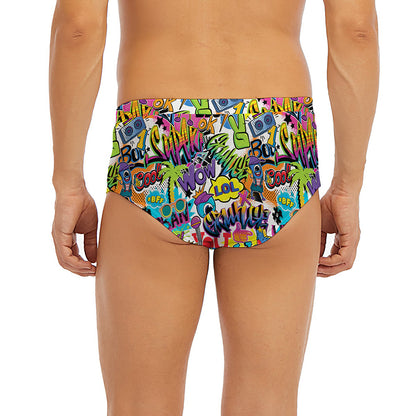 Colorful Graffiti Pattern Print Men's Briefs