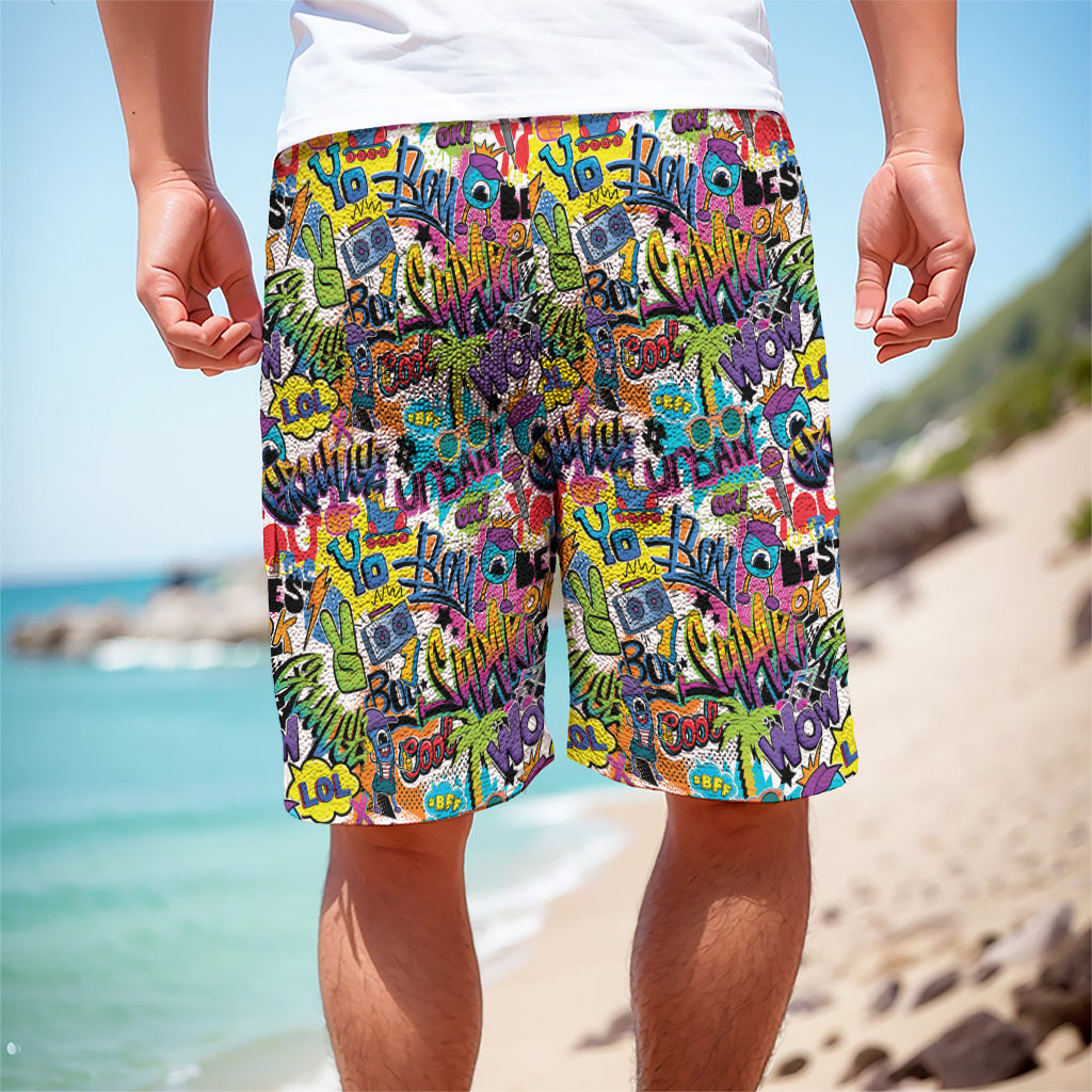 Colorful Graffiti Pattern Print Men's Cargo Shorts