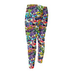 Colorful Graffiti Pattern Print Men's Compression Pants