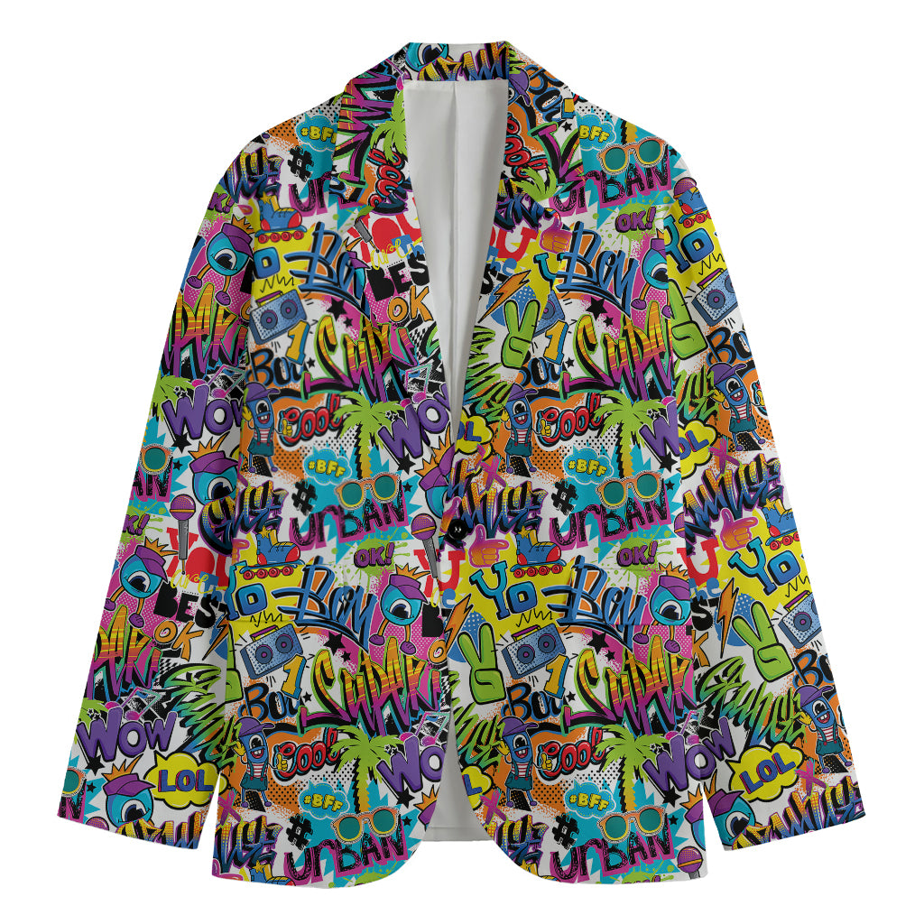 Colorful Graffiti Pattern Print Men's Cotton Blazer