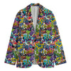 Colorful Graffiti Pattern Print Men's Cotton Blazer