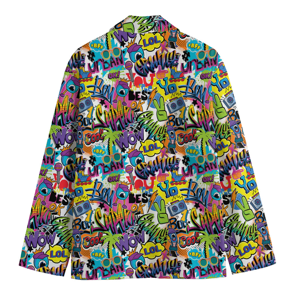 Colorful Graffiti Pattern Print Men's Cotton Blazer