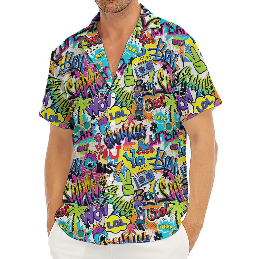 Colorful Graffiti Pattern Print Men's Deep V-Neck Shirt