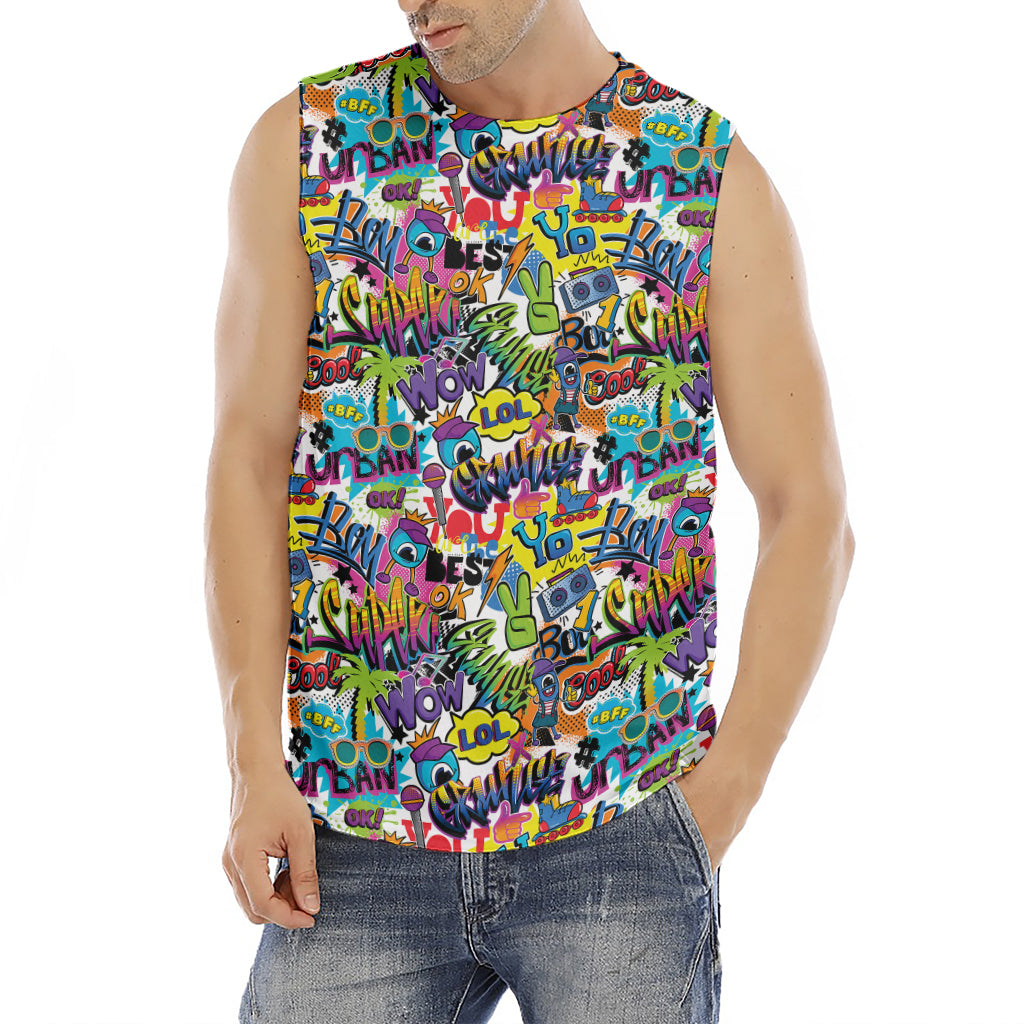 Colorful Graffiti Pattern Print Men's Fitness Tank Top