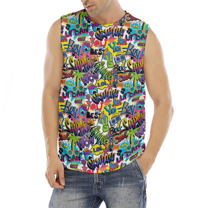 Colorful Graffiti Pattern Print Men's Fitness Tank Top