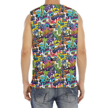 Colorful Graffiti Pattern Print Men's Fitness Tank Top