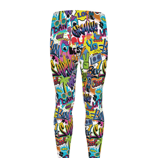 Colorful Graffiti Pattern Print Men's leggings