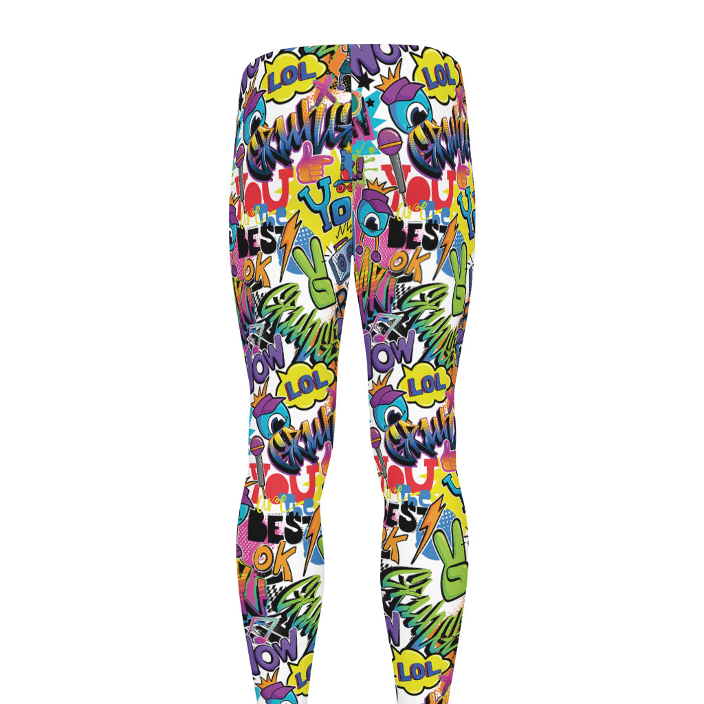 Colorful Graffiti Pattern Print Men's leggings