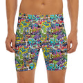 Colorful Graffiti Pattern Print Men's Long Boxer Briefs