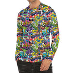 Colorful Graffiti Pattern Print Men's Long Sleeve Rash Guard