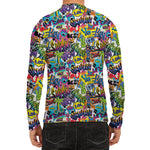 Colorful Graffiti Pattern Print Men's Long Sleeve Rash Guard