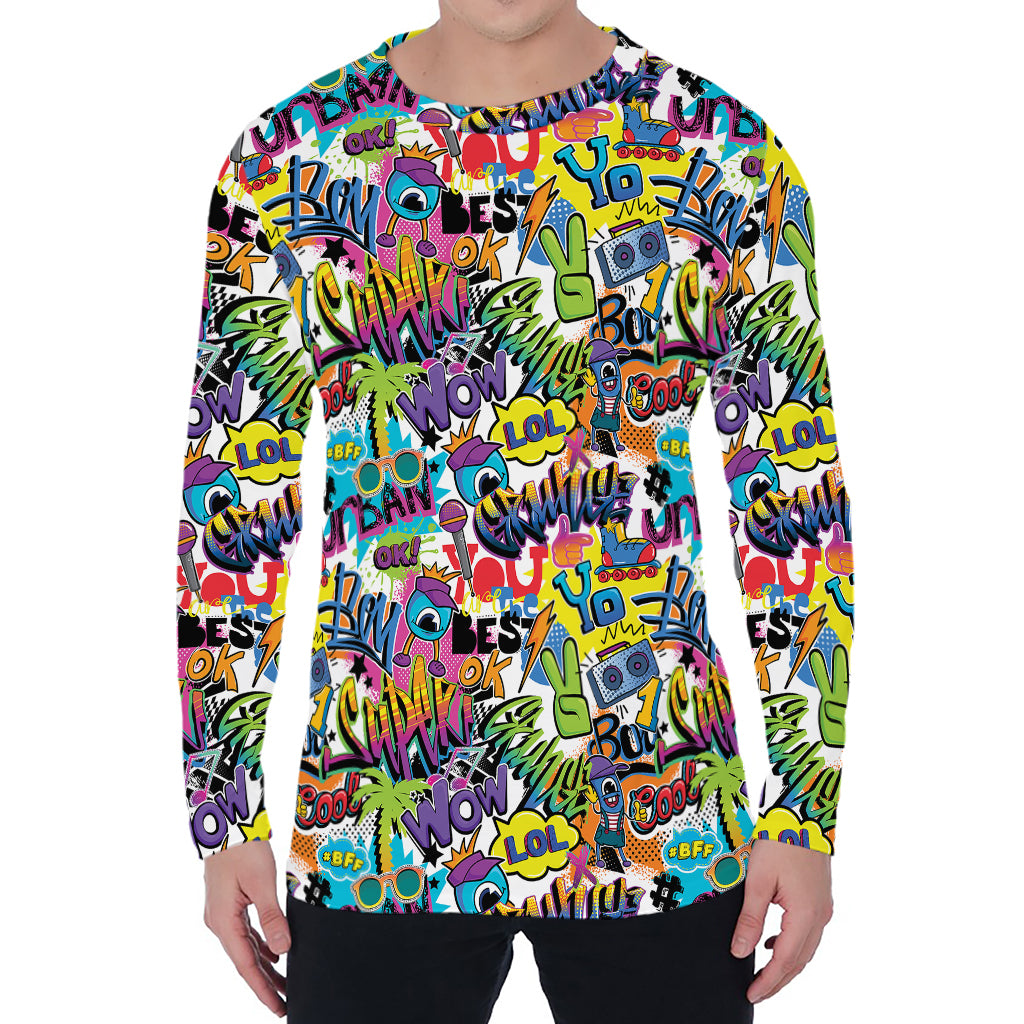 Colorful Graffiti Pattern Print Men's Long Sleeve T-Shirt