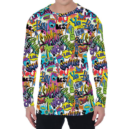 Colorful Graffiti Pattern Print Men's Long Sleeve T-Shirt