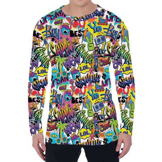 Colorful Graffiti Pattern Print Men's Long Sleeve T-Shirt