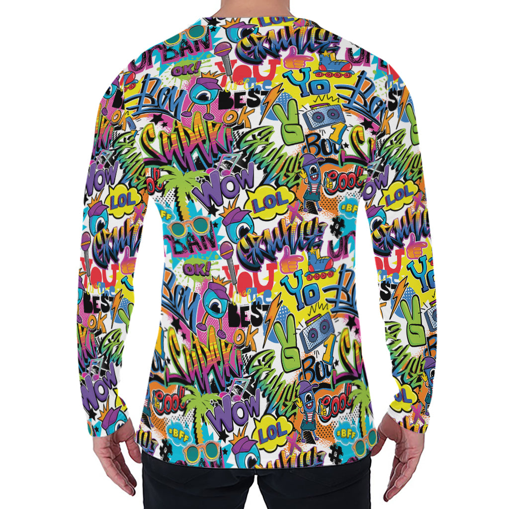 Colorful Graffiti Pattern Print Men's Long Sleeve T-Shirt