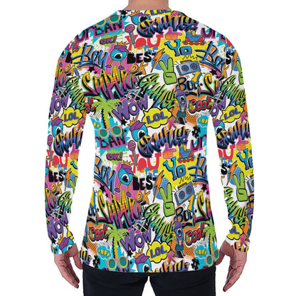 Colorful Graffiti Pattern Print Men's Long Sleeve T-Shirt