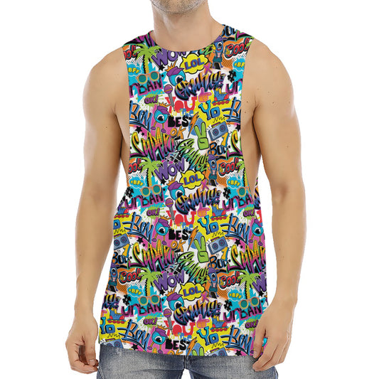 Colorful Graffiti Pattern Print Men's Muscle Tank Top