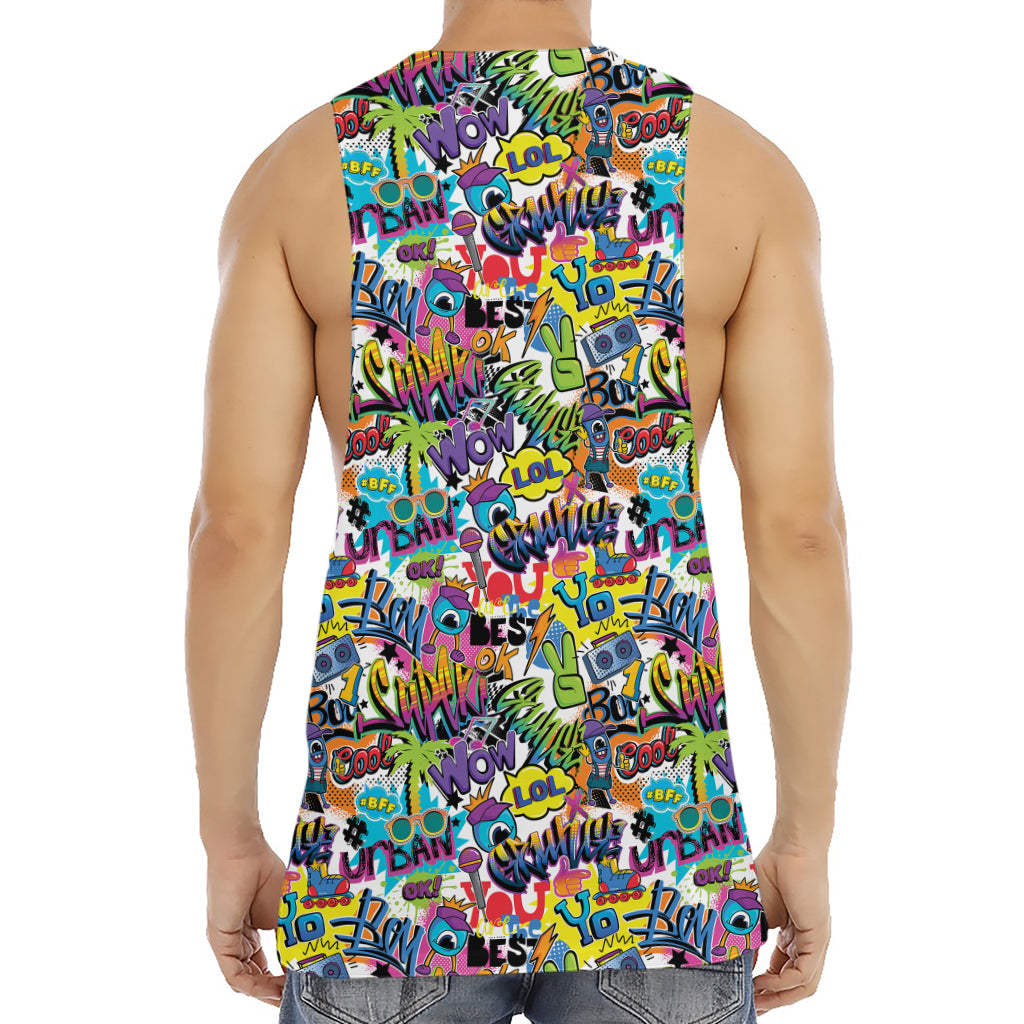 Colorful Graffiti Pattern Print Men's Muscle Tank Top