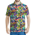 Colorful Graffiti Pattern Print Men's Polo Shirt