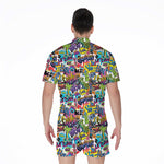 Colorful Graffiti Pattern Print Men's Rompers