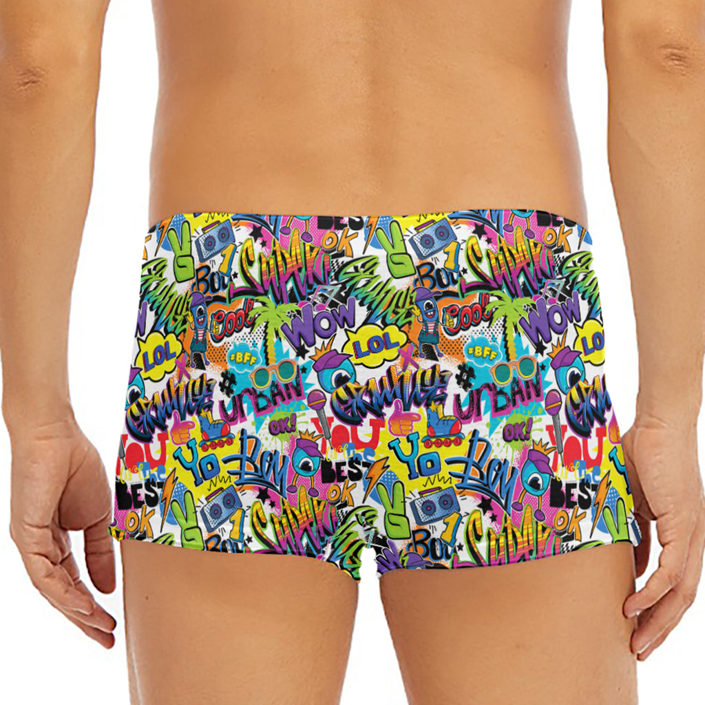 Colorful Graffiti Pattern Print Men's Short Boxer Briefs
