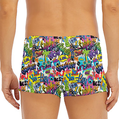 Colorful Graffiti Pattern Print Men's Short Boxer Briefs