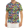 Colorful Graffiti Pattern Print Men's Short Sleeve Rash Guard