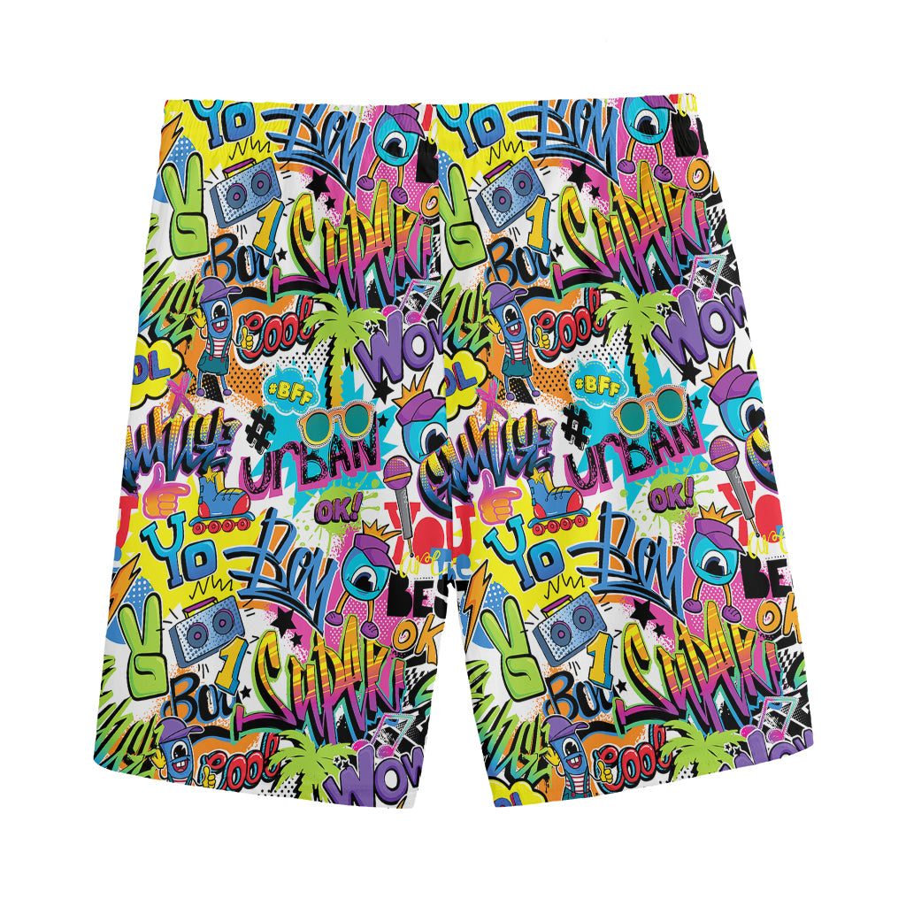 Colorful Graffiti Pattern Print Men's Sports Shorts