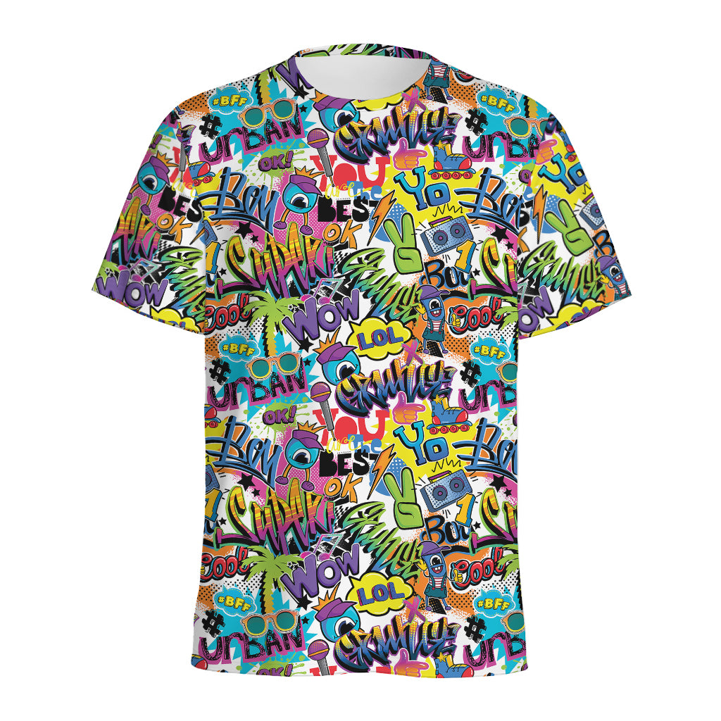 Colorful Graffiti Pattern Print Men's Sports T-Shirt