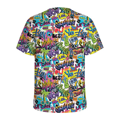 Colorful Graffiti Pattern Print Men's Sports T-Shirt