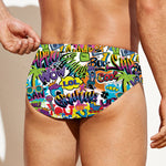 Colorful Graffiti Pattern Print Men's Swim Briefs