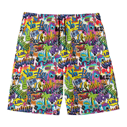 Colorful Graffiti Pattern Print Men's Swim Trunks