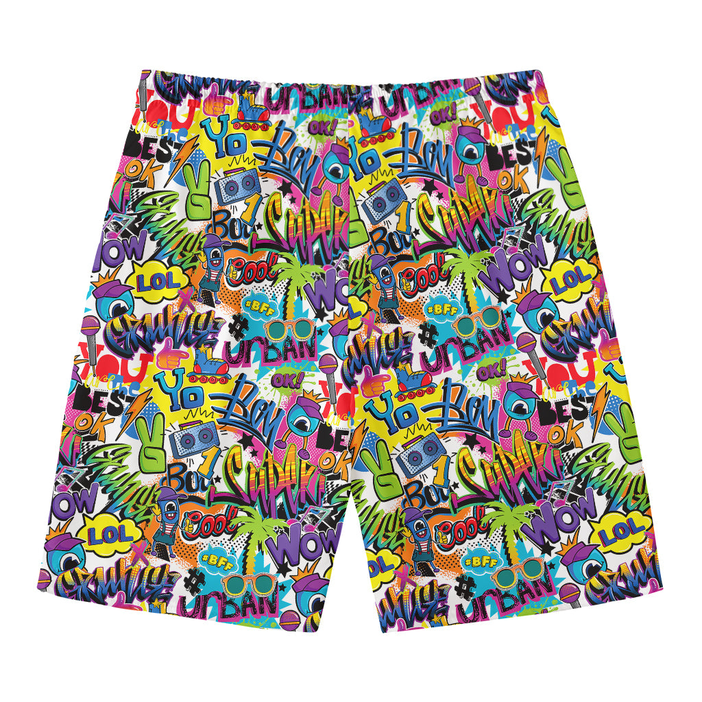 Colorful Graffiti Pattern Print Men's Swim Trunks