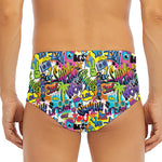Colorful Graffiti Pattern Print Men's Triangle Swim Briefs