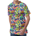 Colorful Graffiti Pattern Print Men's Velvet T-Shirt
