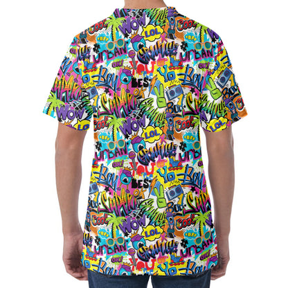 Colorful Graffiti Pattern Print Men's Velvet T-Shirt