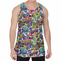 Colorful Graffiti Pattern Print Men's Velvet Tank Top
