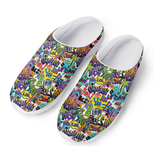 Colorful Graffiti Pattern Print Mesh Casual Shoes