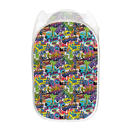 Colorful Graffiti Pattern Print Mesh Laundry Hamper