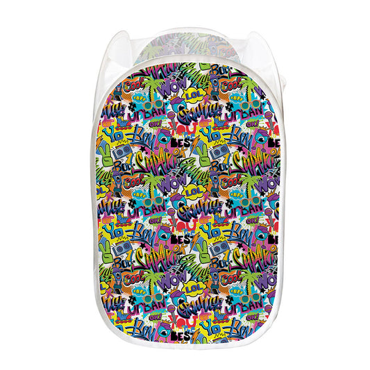 Colorful Graffiti Pattern Print Mesh Laundry Hamper
