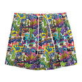 Colorful Graffiti Pattern Print Mesh Shorts