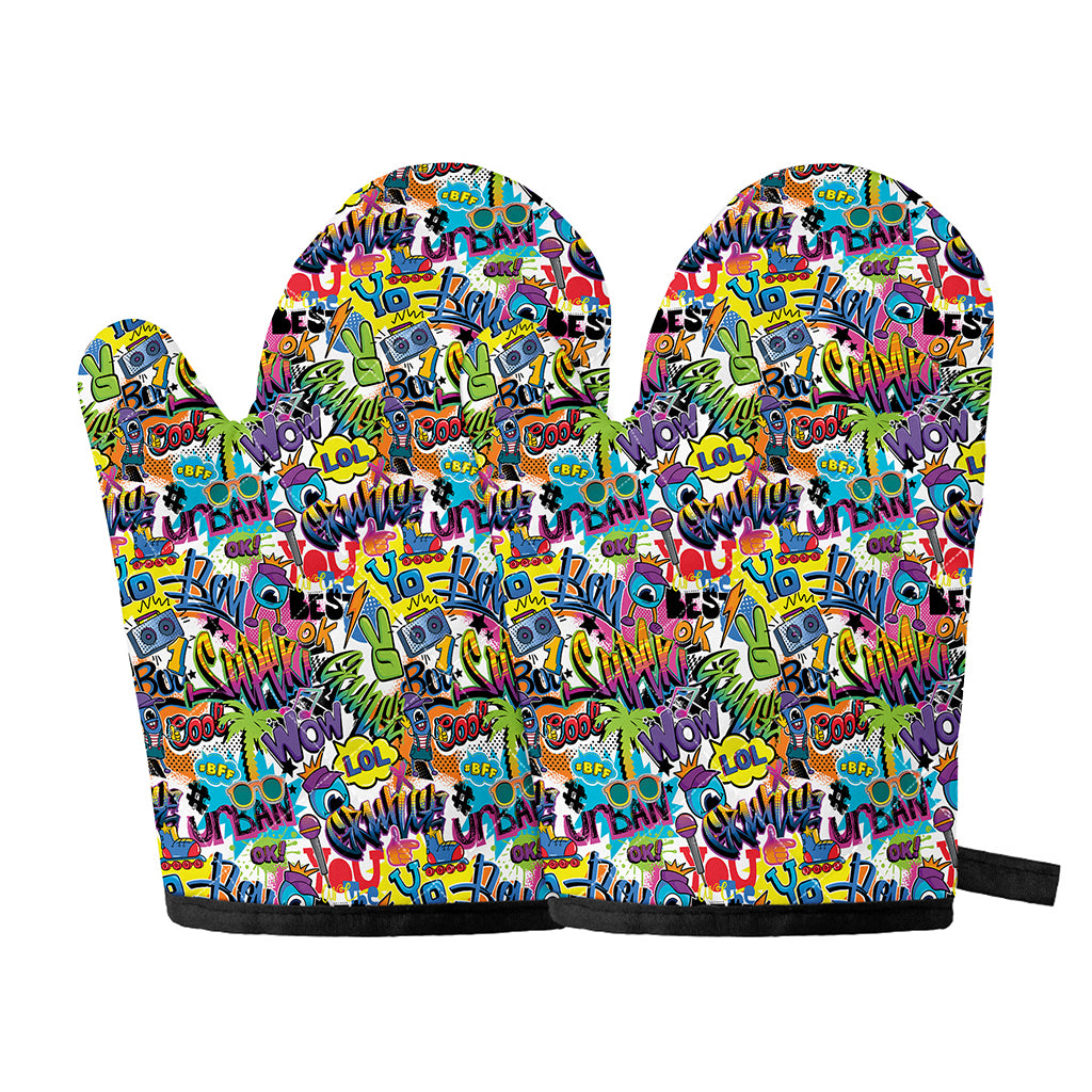 Colorful Graffiti Pattern Print Oven Mitts