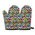 Colorful Graffiti Pattern Print Oven Mitts