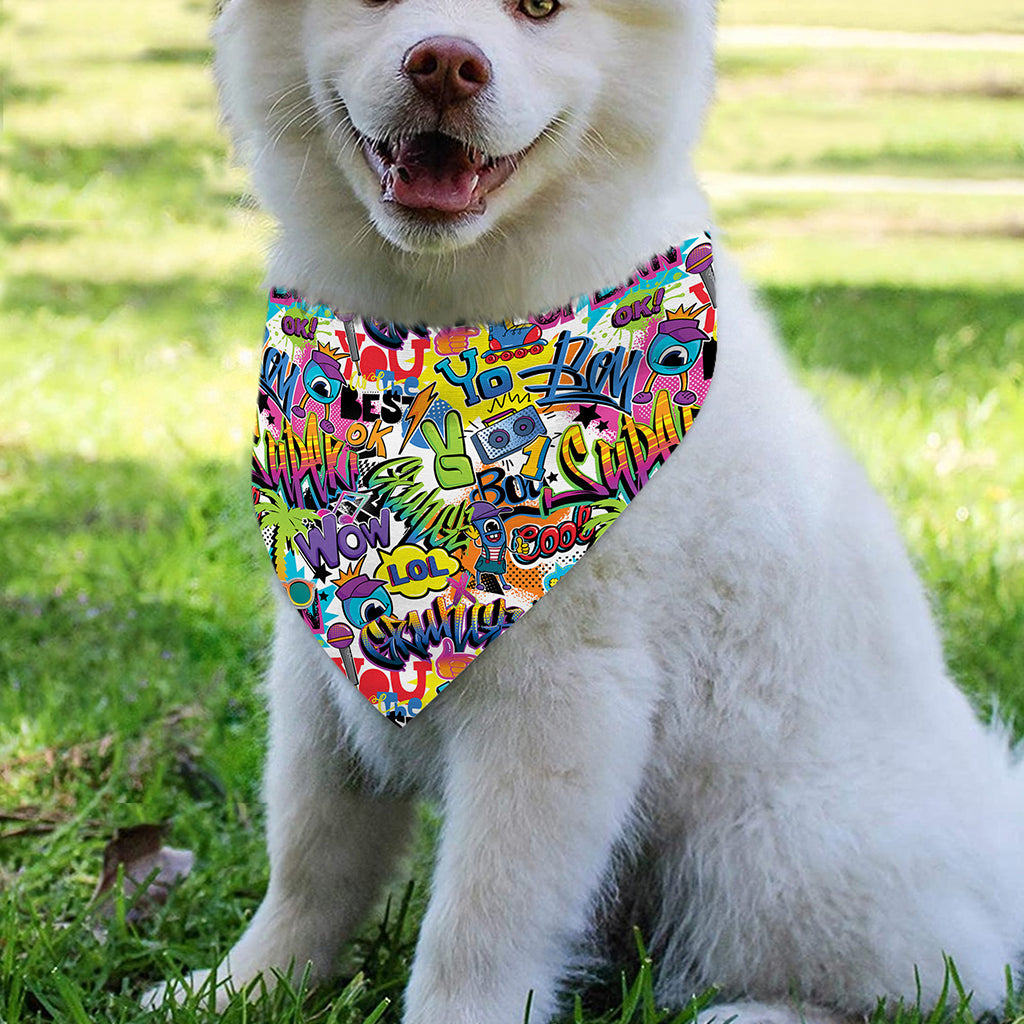 Colorful Graffiti Pattern Print Over The Collar Dog Bandana