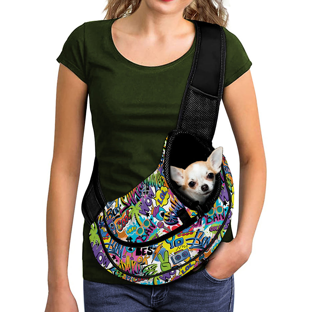 Colorful Graffiti Pattern Print Pet Sling Carrier